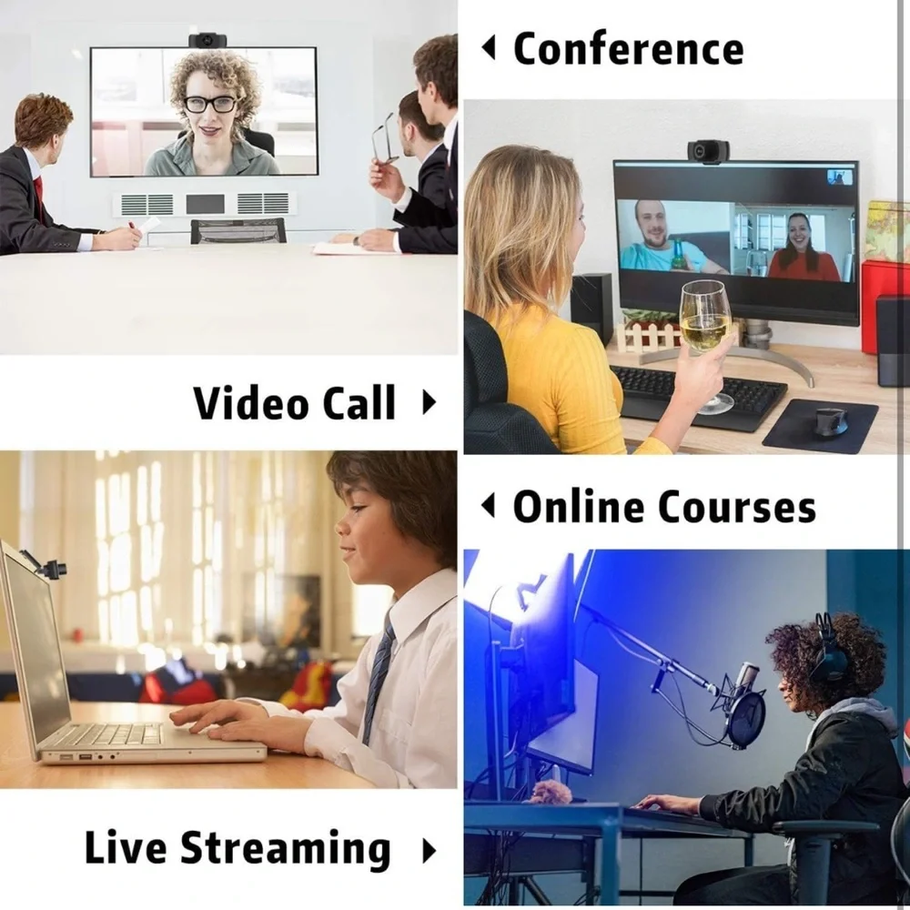 Webcam with Microphone,1080P PC Laptop Desktop Computer Camera USB 2.0 Full HD